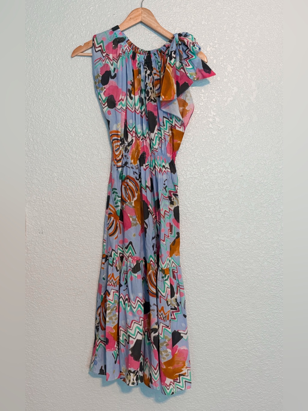 Soler Abstract Floral Midi Dress In Pink Multi
